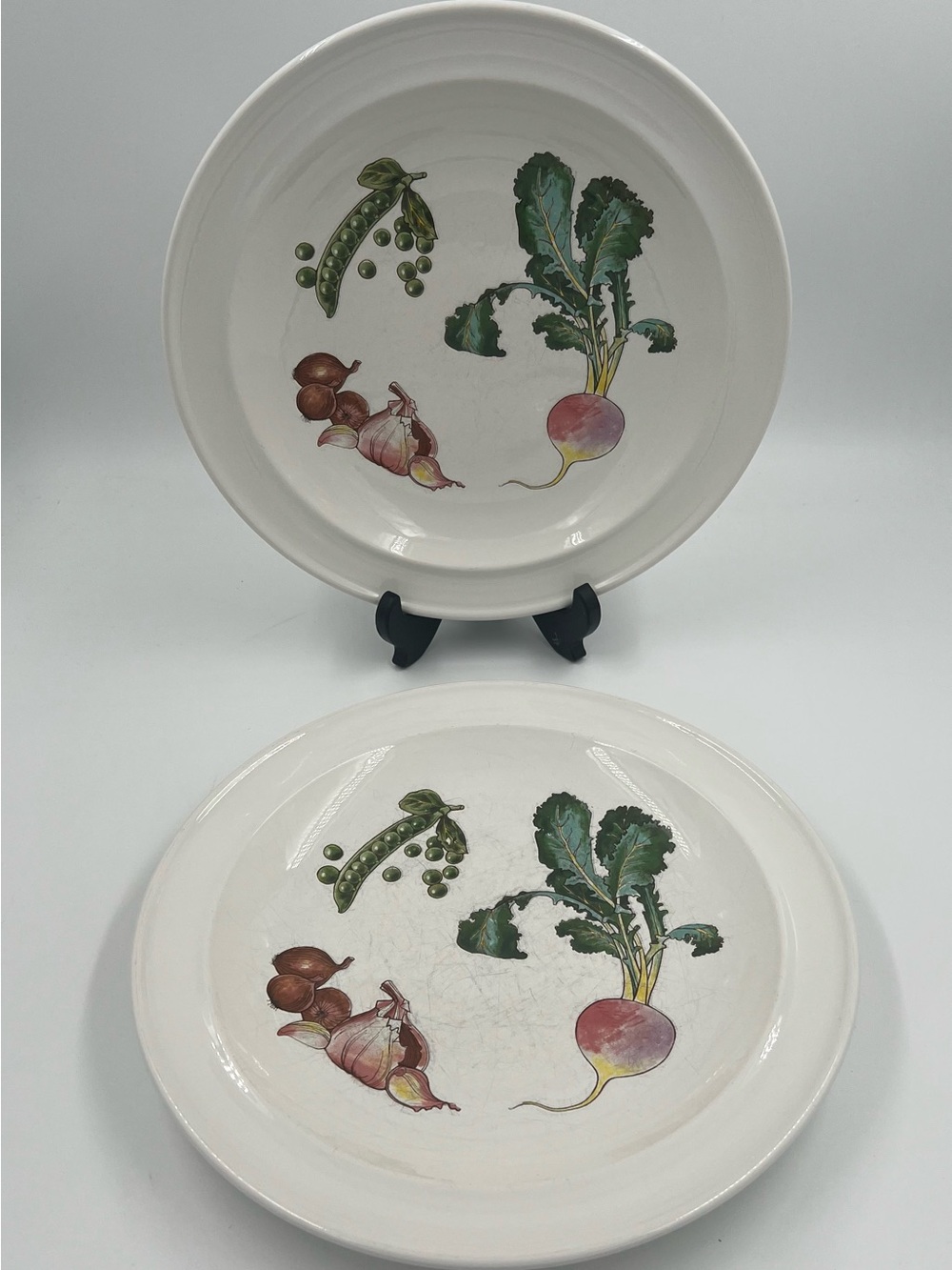 Set of 2 vintage Wedgwood Gourmet Vegetable Stoneware Dinner Plate 10 5/8”